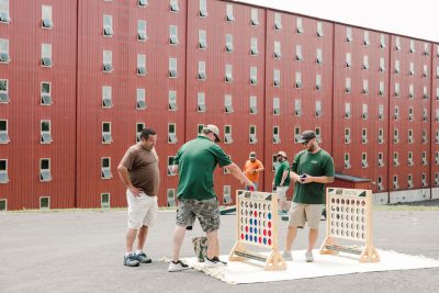 Employees playing a game at an event